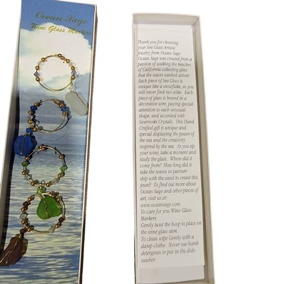Ocean Page Seaglass Wine Markers Charms Sea Recycled - Picture 2 of 6